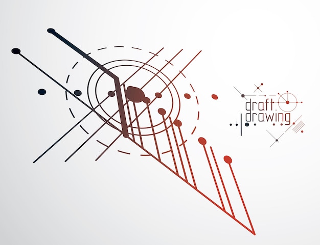 Engineering technology vector wallpaper made with circles and lines. Technical drawing abstract background. Art graphic illustration.