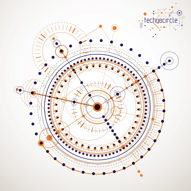 Engineering technology vector wallpaper made with circles and lines. Technical drawing abstract background.