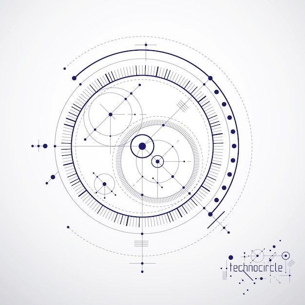 engineering technology vector wallpaper made with circles and lines. technical drawing abstract background.
