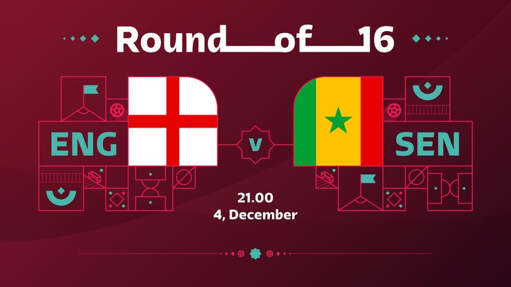 Vector england vs senegal playoff round of 16 match football 2022 2022 world football championship match versus teams intro sport background championship competition poster vector illustration