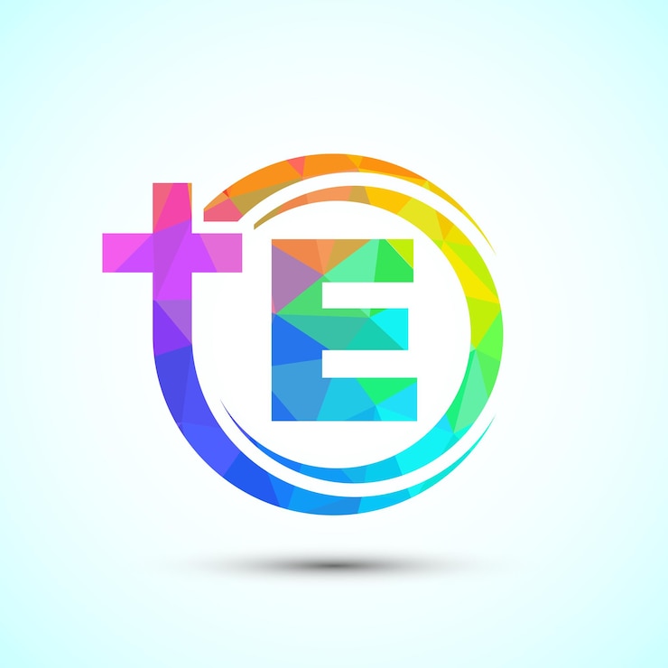 Vector english alphabet e with cross logo sign the cross of jesus logo for christian church