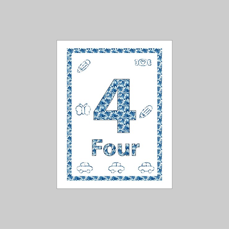 Vector english number in a nice worksheet for kids