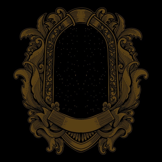 engraving retro frames vintage ornament illustration