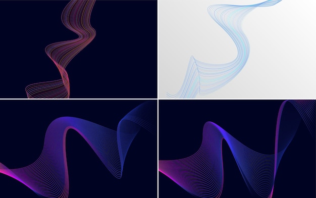 Enhance your presentation with this set of 4 geometric wave backgrounds