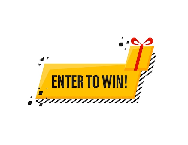 enter to win prizes megaphone yellow banner in 3d style on white
