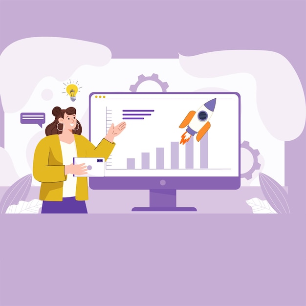 Entrepreneurial Journey Vector Illustration in Flat Design