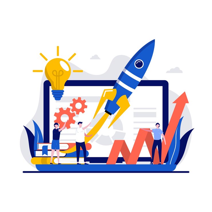 Vector entrepreneurship concept with tiny character