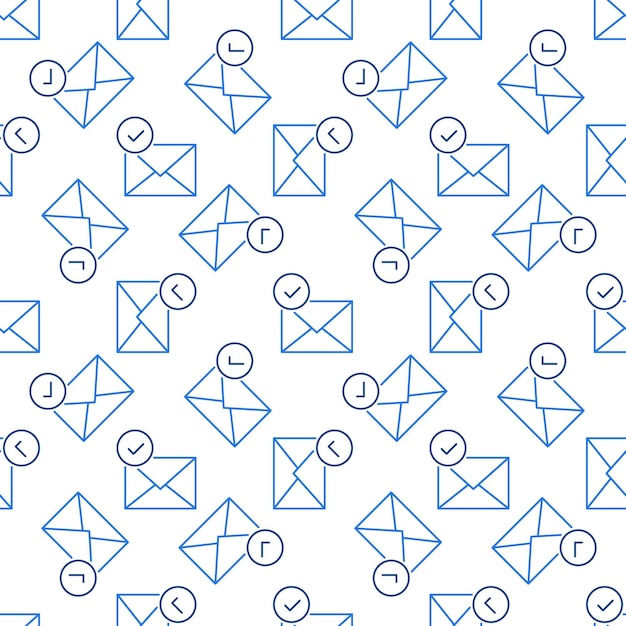 envelope with checkmark vector email concept outline seamless pattern