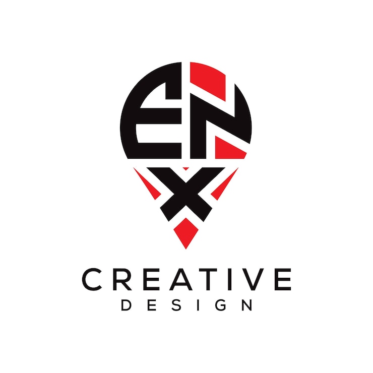 Vector enx letter location shape logo design