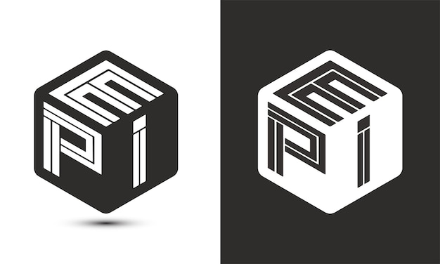 epi letter logo design with illustrator cube logo vector logo modern alphabet font overlap style