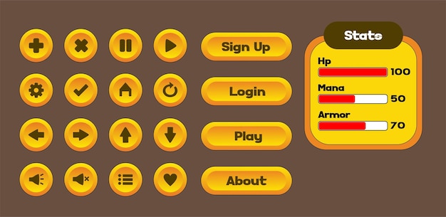 eps game ui elements with health mana and armor indicators
