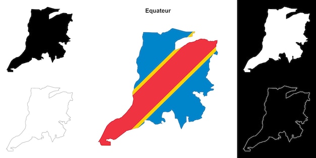 Equateur province outline map set