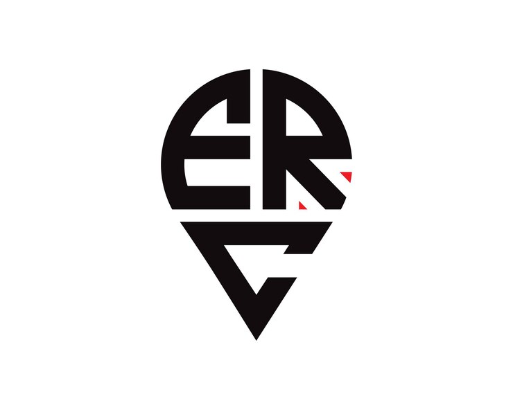 Vector erc letter location shape logo design