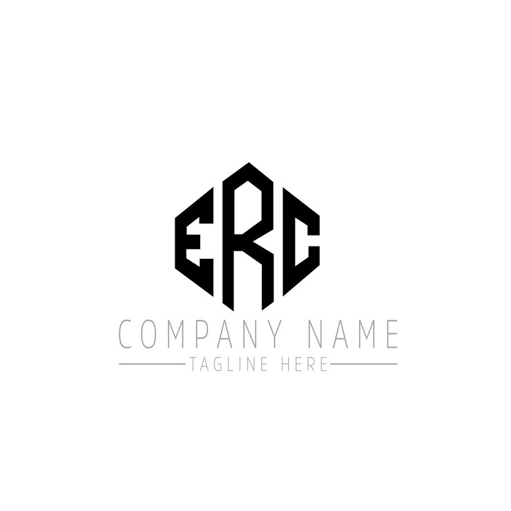 Vector erc letter logo design with polygon shape erc polygon