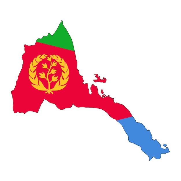 Eritrea map silhouette with flag isolated on white background