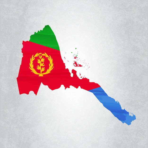 Eritrea map with flag