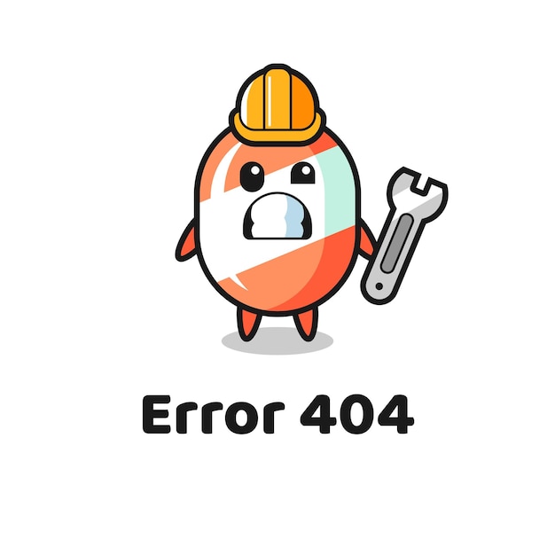 Error 404 with the cute candy mascot , cute style design for t shirt, sticker, logo element