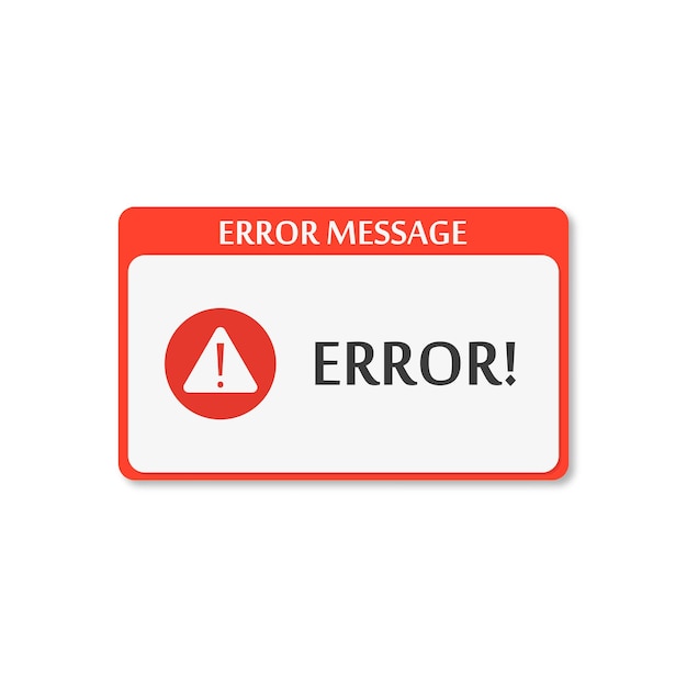error message box on computer with shadow vector