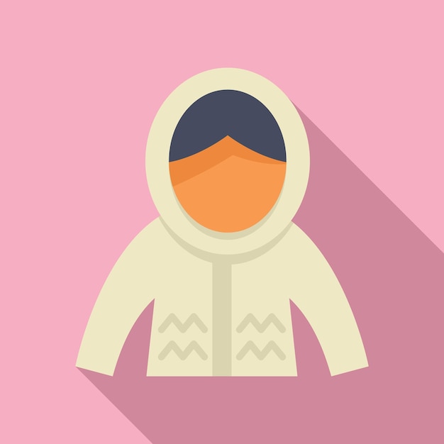 Eskimo woman wearing traditional parka with hood up in flat design
