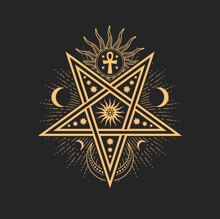 Vector esoteric occult vector sign with pentagram star