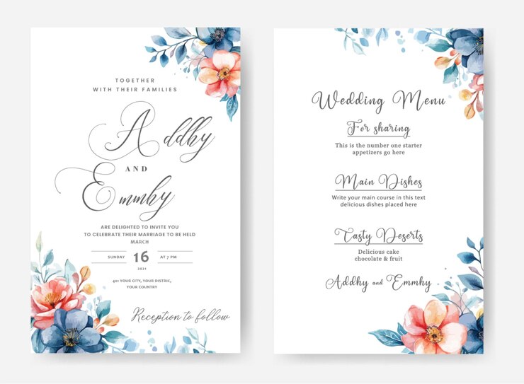Vector eternal harmony in watercolor wedding invitation