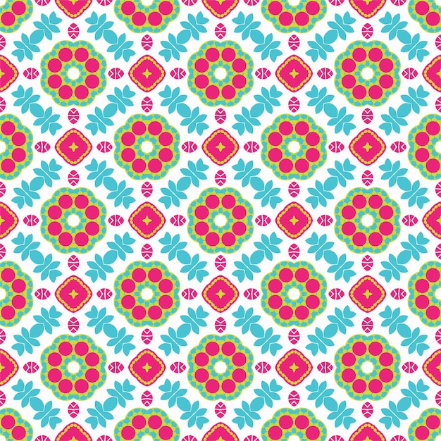 Ethnic flower seamless pattern with ornament