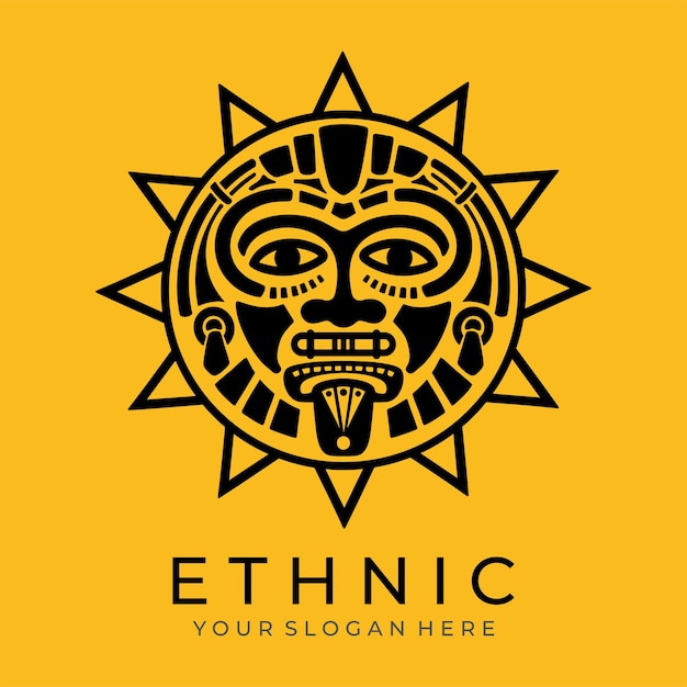 Ethnic mask logo Aztec and Mayan mask logo for business Cultural vector design in a minimalistic style Vector illustration