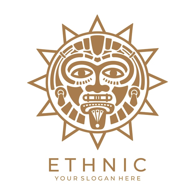 Ethnic mask logo Aztec and Mayan mask logo for business Cultural vector design in a minimalistic style Vector illustration
