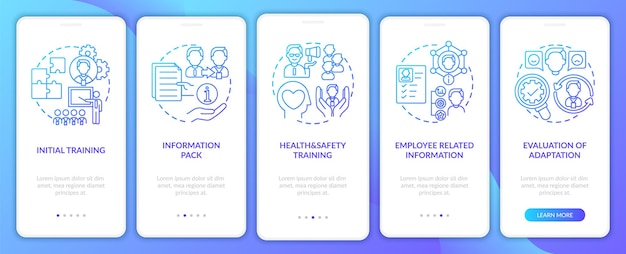 evaluation of adaptation onboarding mobile app page screen with concepts