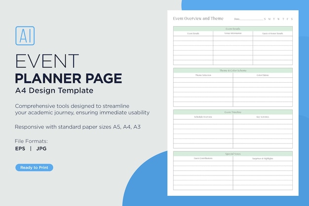 Event Planner Planning Page for Organizing Scheduling Budgeting Guest Lists Task Management