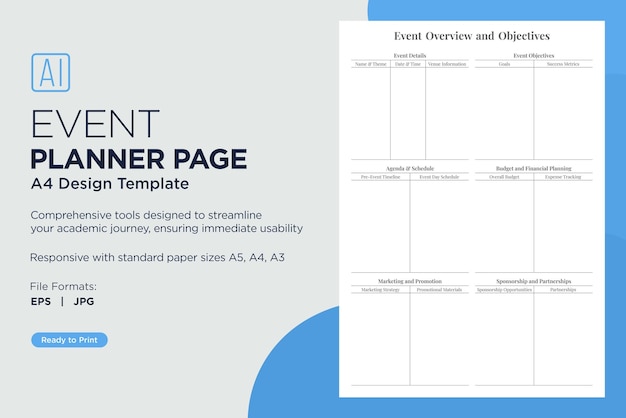 Event Planner Planning Page for Organizing Scheduling Budgeting Guest Lists Task Management