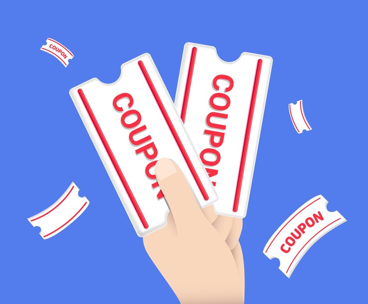 event where you can get a double discount coupon is offered illustration set fly hand gift