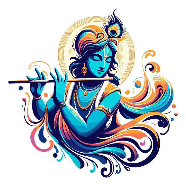 Vector evocative vector illustration bring to life the divine essence of lord krishna
