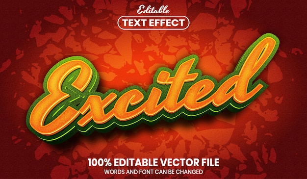 excited text, font style editable text effect