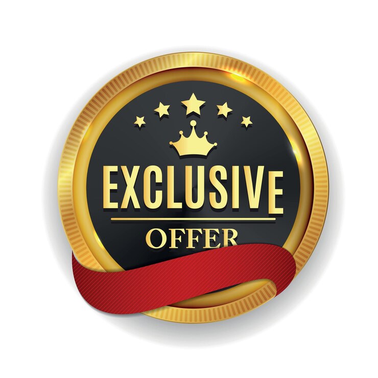 Exclusive Offer Golden Medal Icon Seal Sign Isolated on White Background Vector Illustration