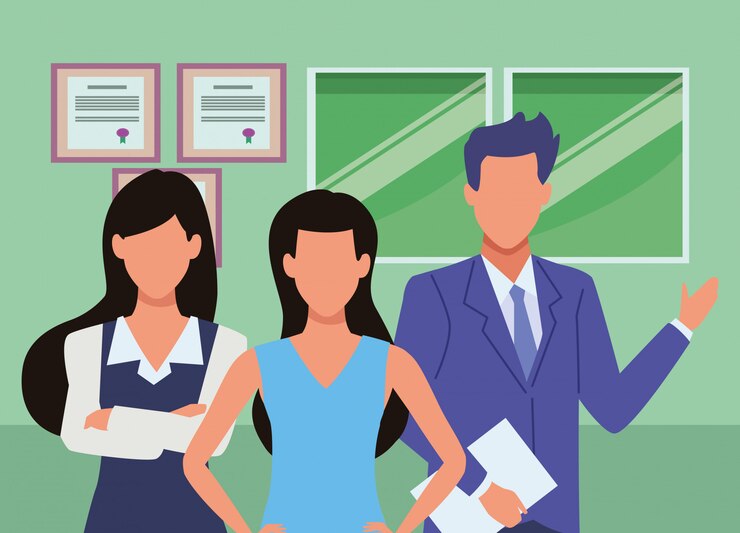 Vector executive business workers with tools