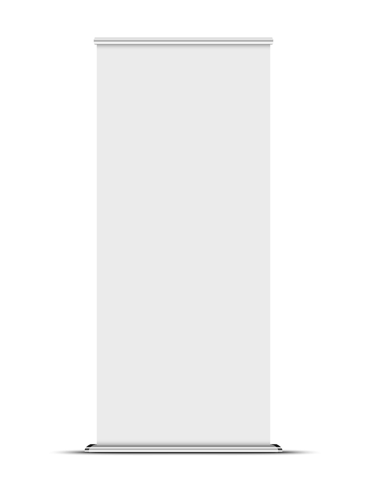 Vector exhibition stand rollup banner vector mockup vertical blank roll up board