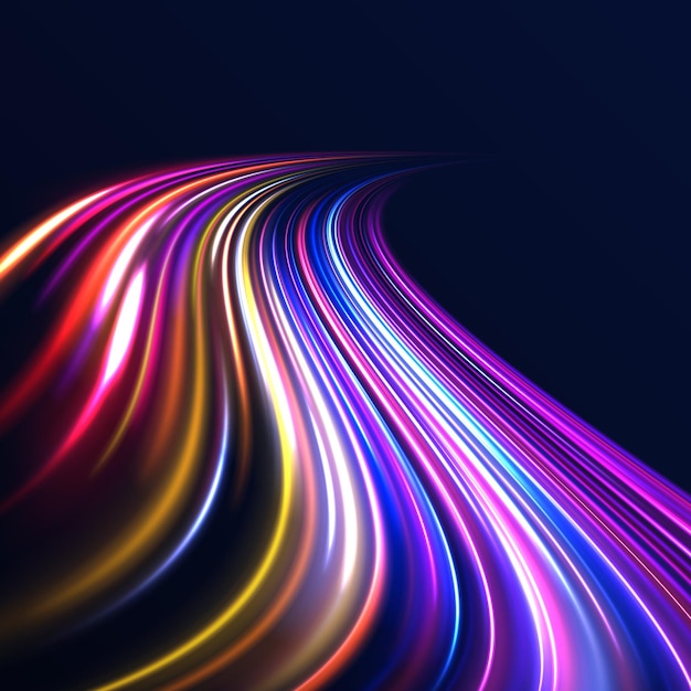 expressway car headlight effect speed connection vector background city road car light trail