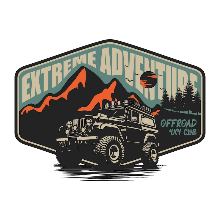 Vector extreme adventure offroad emblem logo poster vector design
