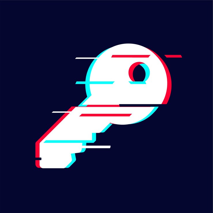 Vector eye catching glitched door key icon