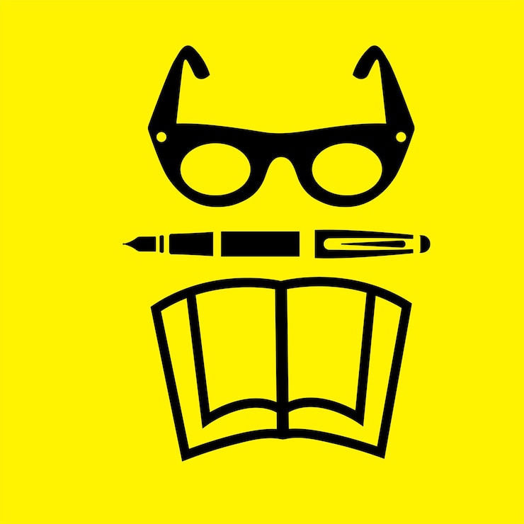 Vector eye glass pen and book lover symbol new icon design