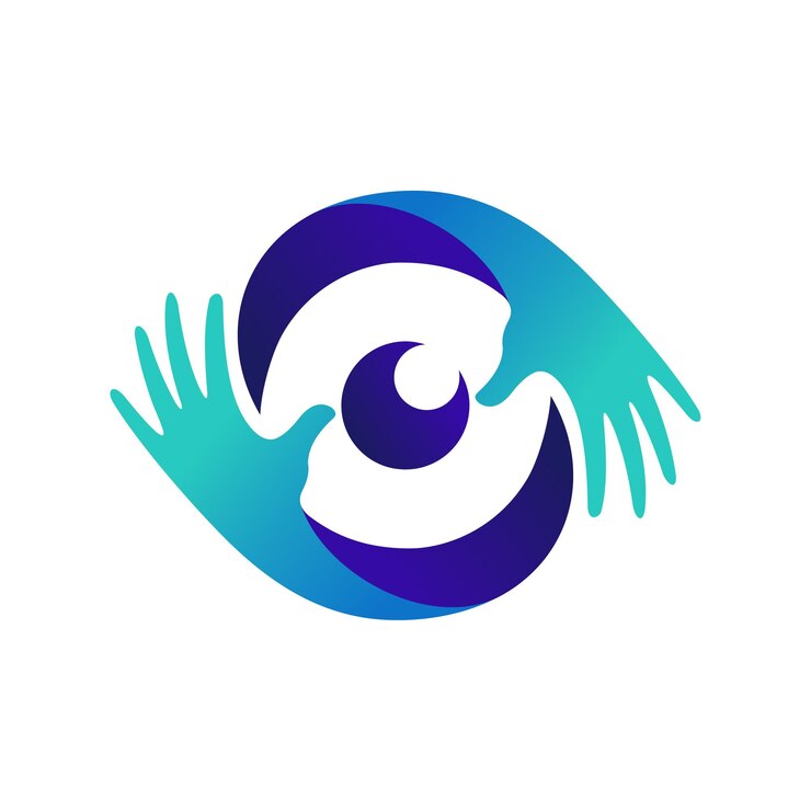 eye health logo with hand concept