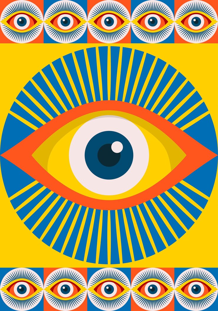 Vector eye poster color style minimal 20s geometric style
