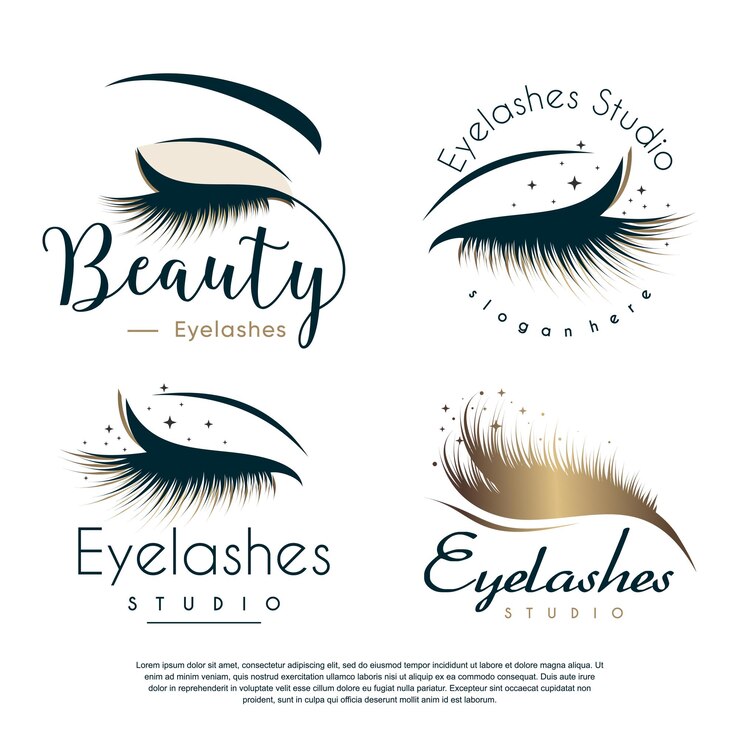 Eyelashes logo design collection with modern beauty concept