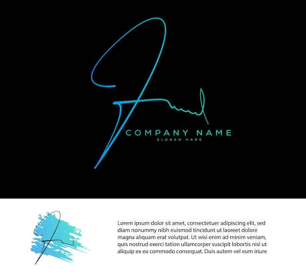 f f initial letter handwriting and signature logo and green leaf vector