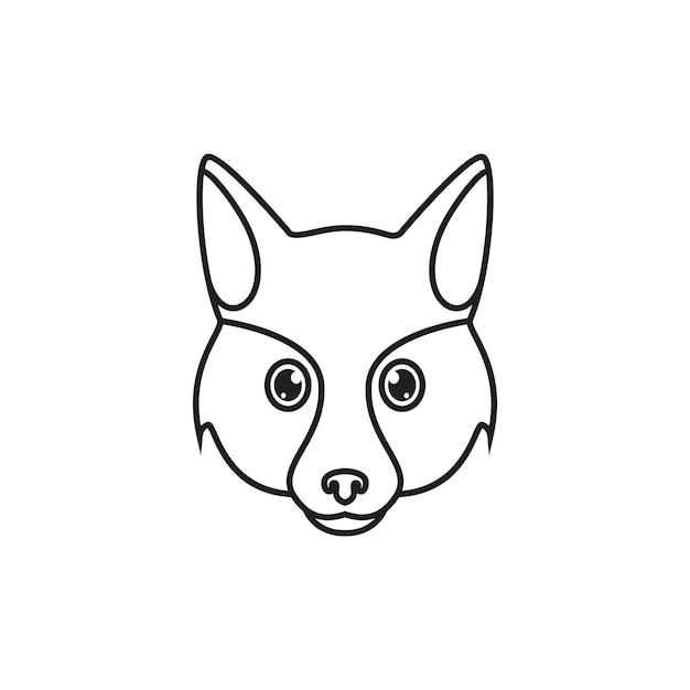 Face cartoon line little fox logo design vector graphic symbol icon sign illustration creative idea