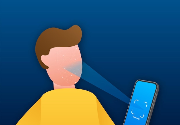 Face recognition concept design Can use for web banner infographics hero images Vector illustration