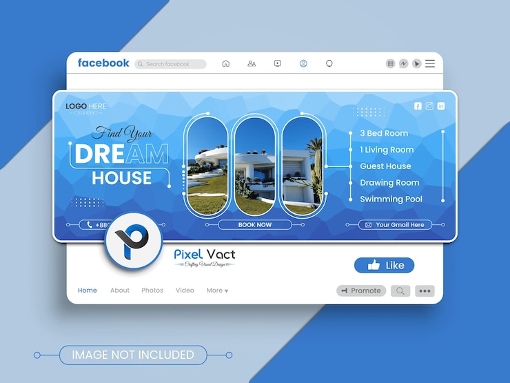 Facebook cover banner design of a house in real estate