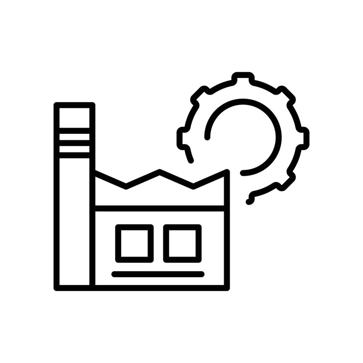 factory and gear icon outline set collection or pack
