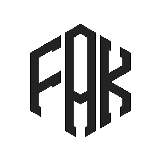 fak logo design initial letter fak monogram logo using hexagon shape